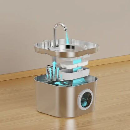 Stainless Steel Cat Drinking Fountain 3.2L | Quiet & Hygienic