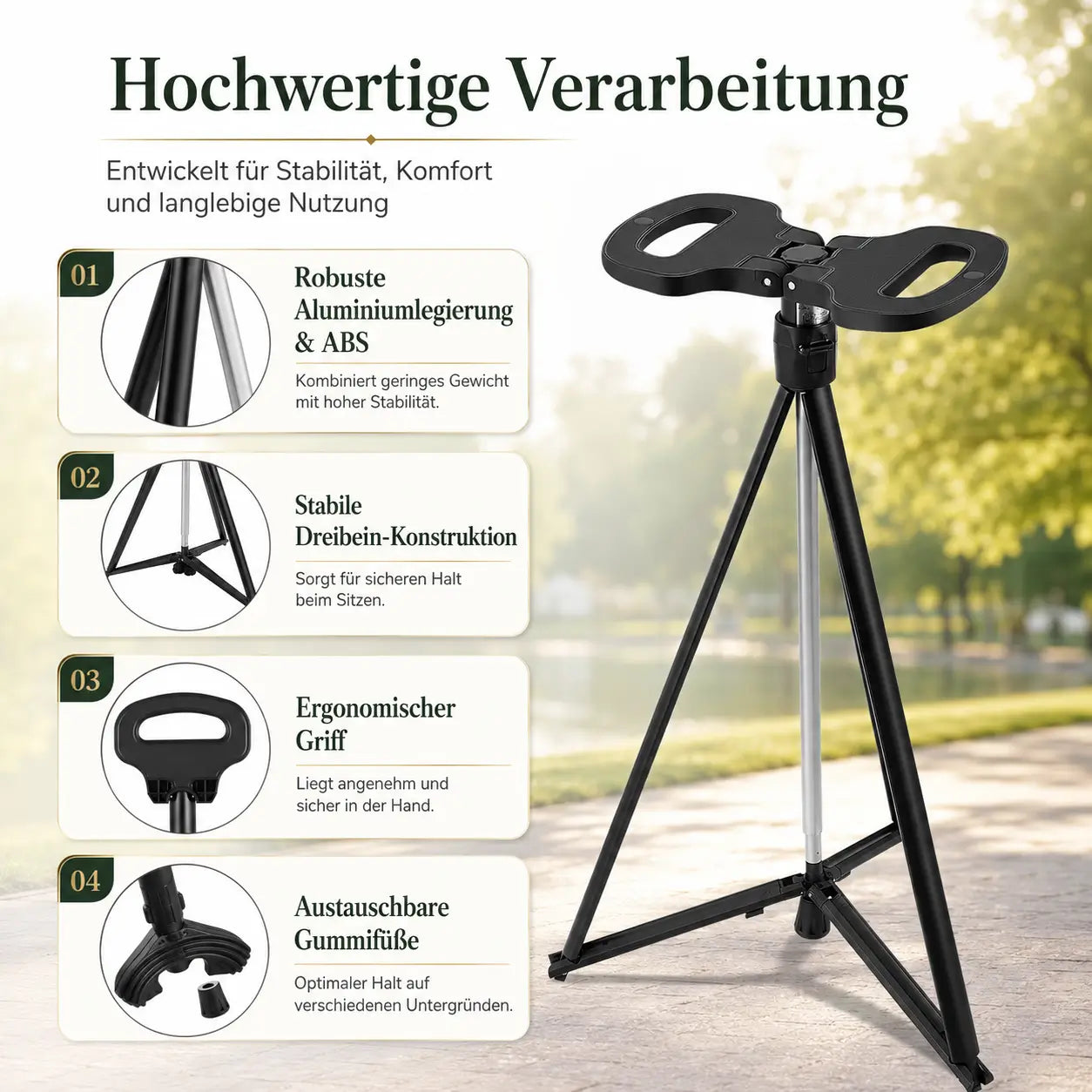 Gehstock mit Sitz klappbar Produktmerkmale