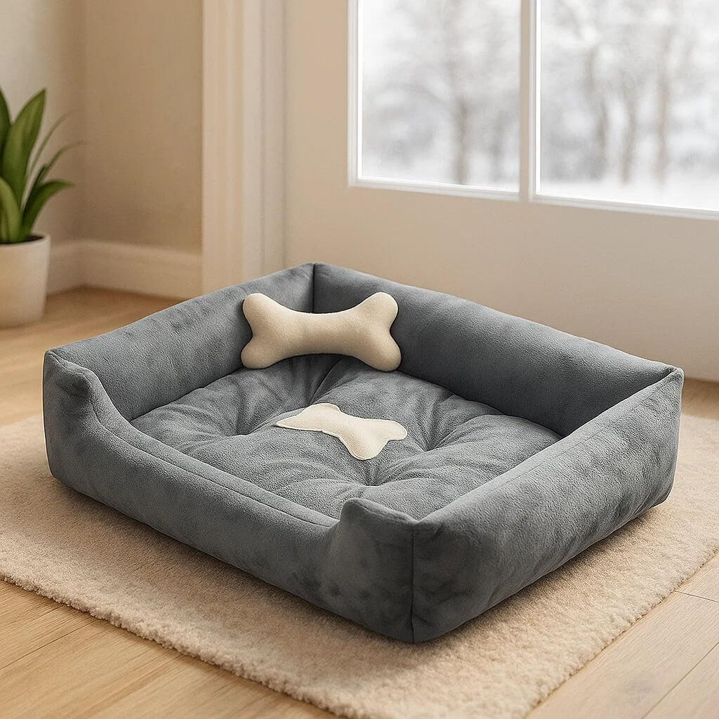 Weiches Katzenbett Winter | mit erhöhtem Rand & warmem Kissen
