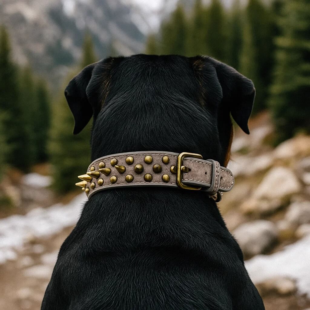 Leder Hundehalsband mit Nieten & Stacheln | stilvoll & robust