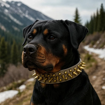 Leder Hundehalsband mit Nieten & Stacheln | stilvoll & robust