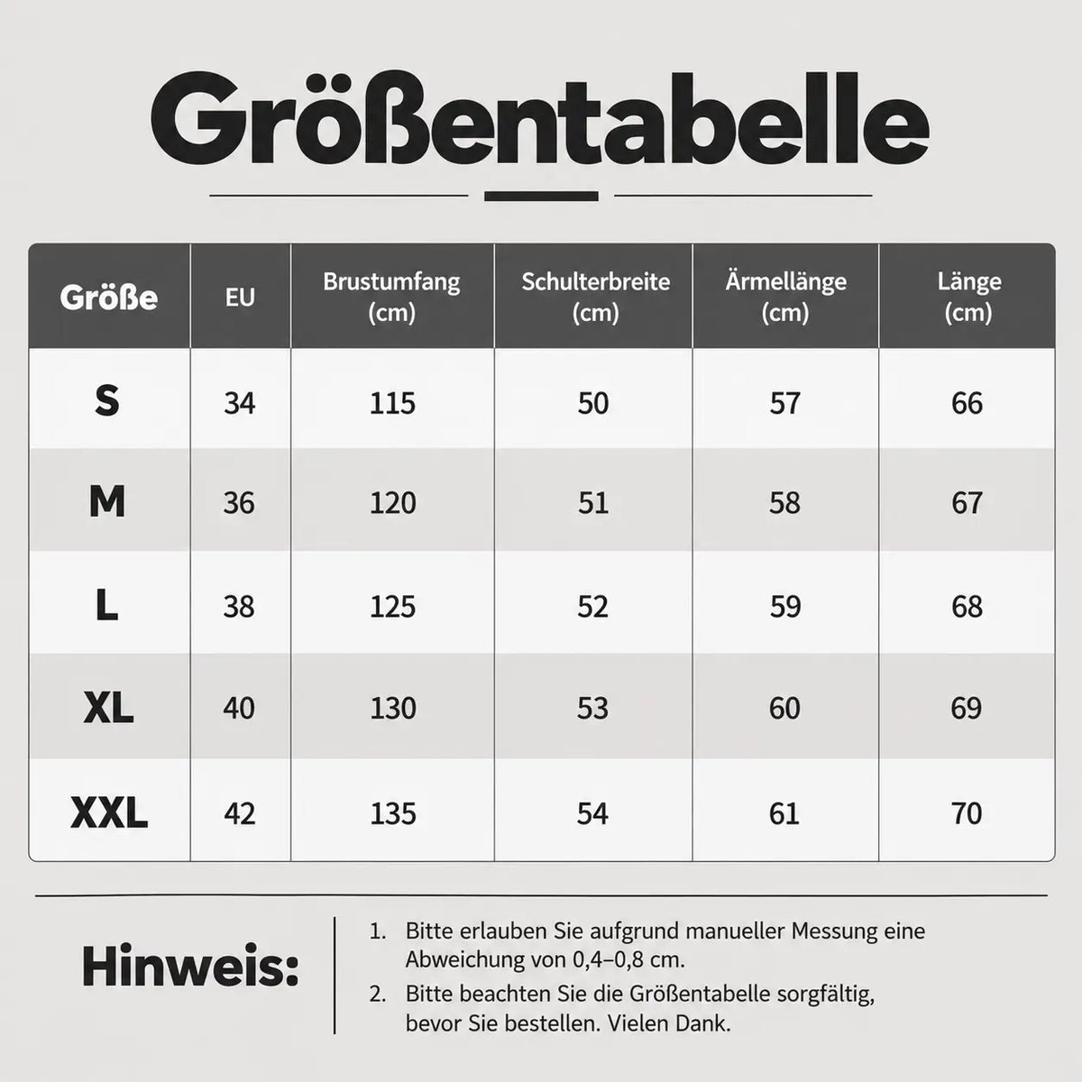Hunde Tragepullover Größentabelle