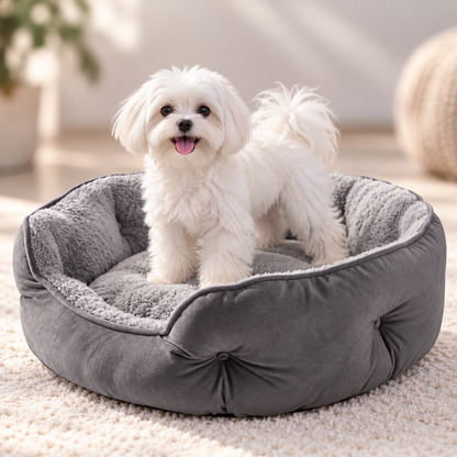 Hundebett Rund | Warmes Sherpa Donut Hundebett Waschbar