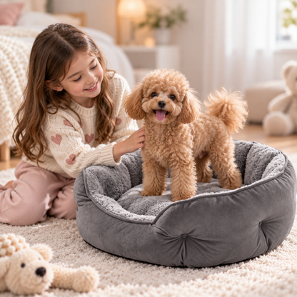 Hundebett Rund | Warmes Sherpa Donut Hundebett Waschbar