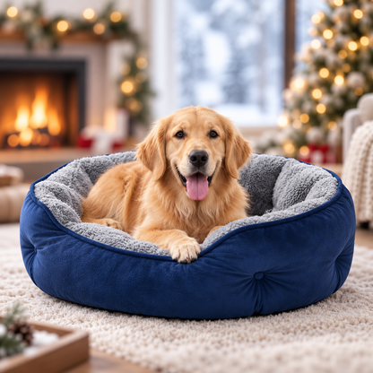 Hundebett Rund | Warmes Sherpa Donut Hundebett Waschbar