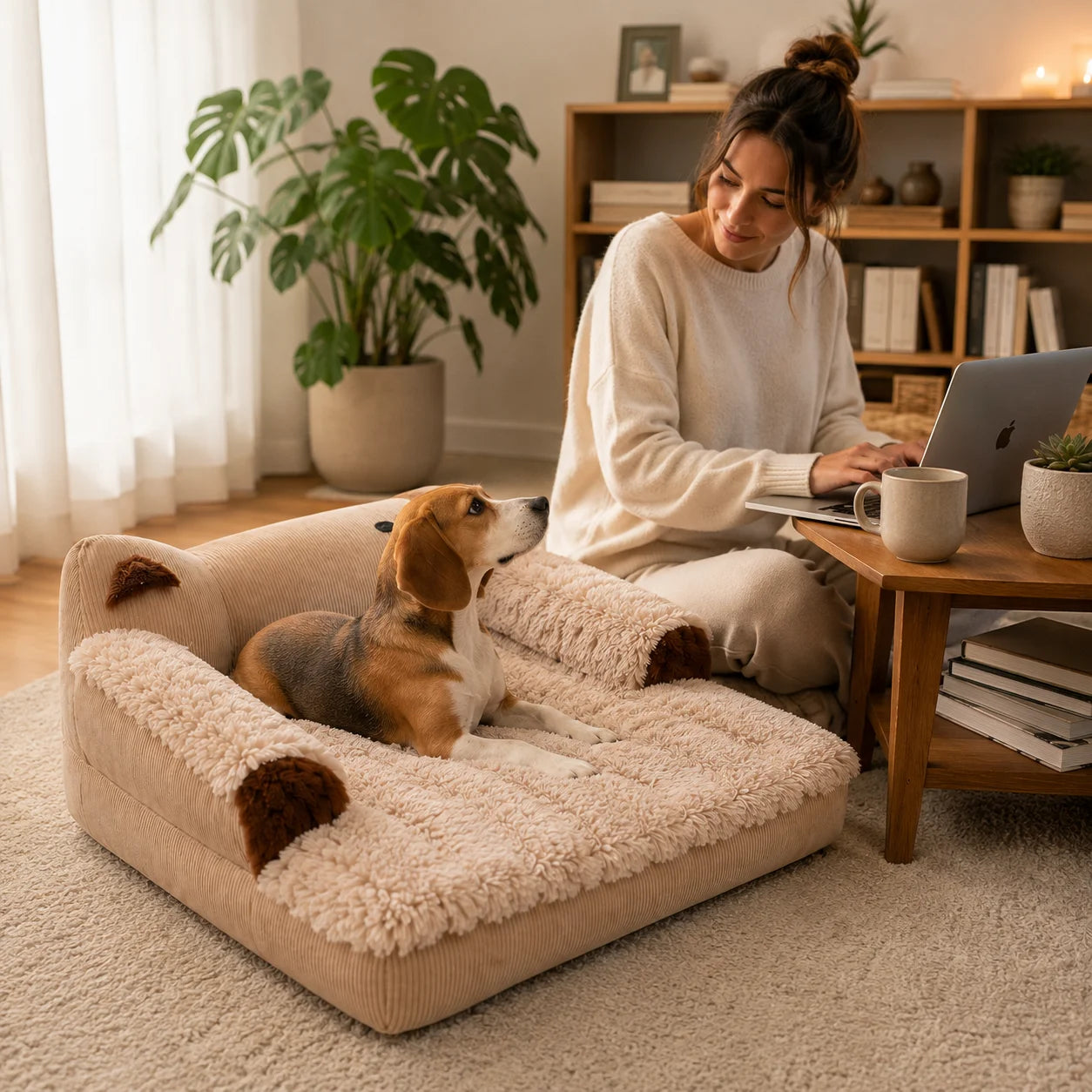 Hundebett_Winter_Flauschiges Lifestyle-Bild 