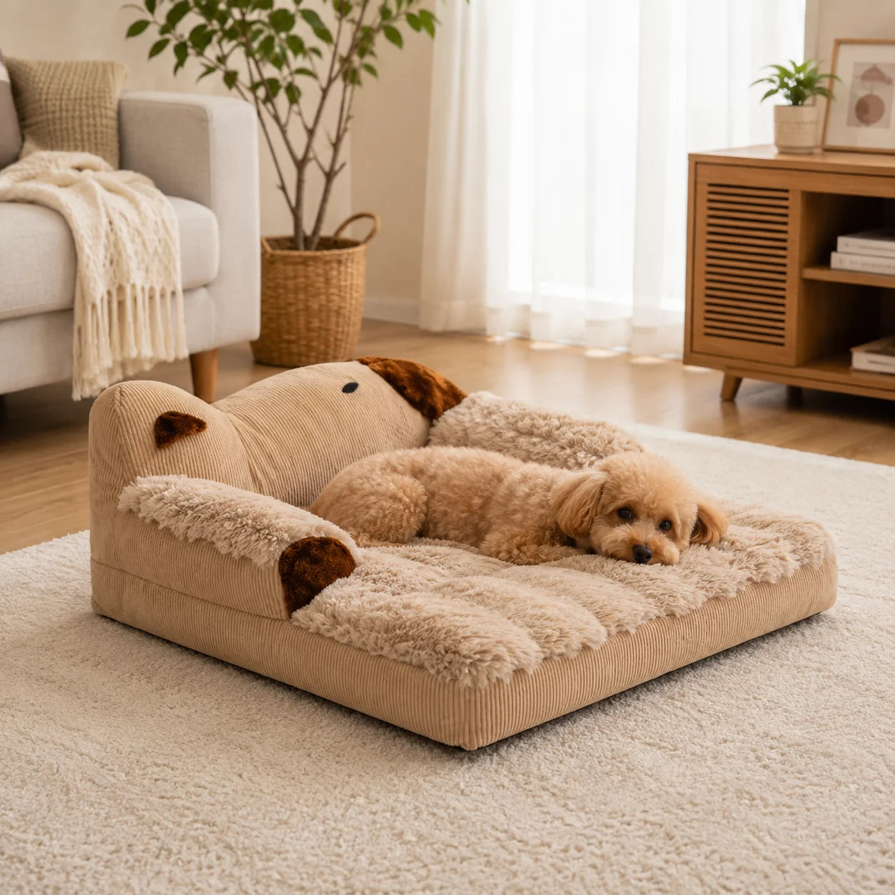 Hundebett_Winter_Flauschiges Lifestyle-Bild 