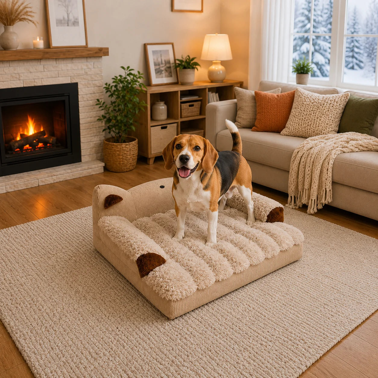 Hundebett_Winter_Flauschiges Lifestyle-Bild 