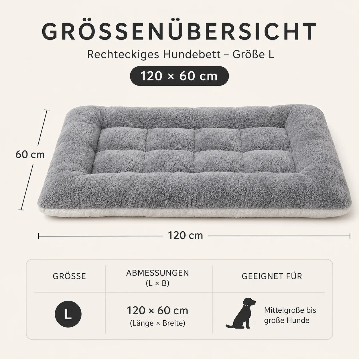 Hundebett_XXL_120_cm Größentabelle