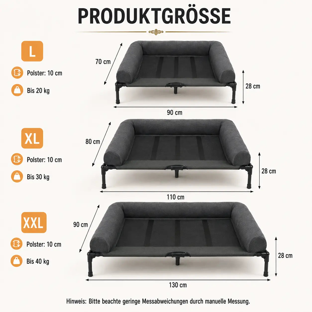 Hundebett erhöht Produktgröße
