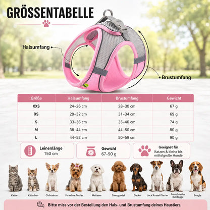 Hundegeschirr Größentabelle