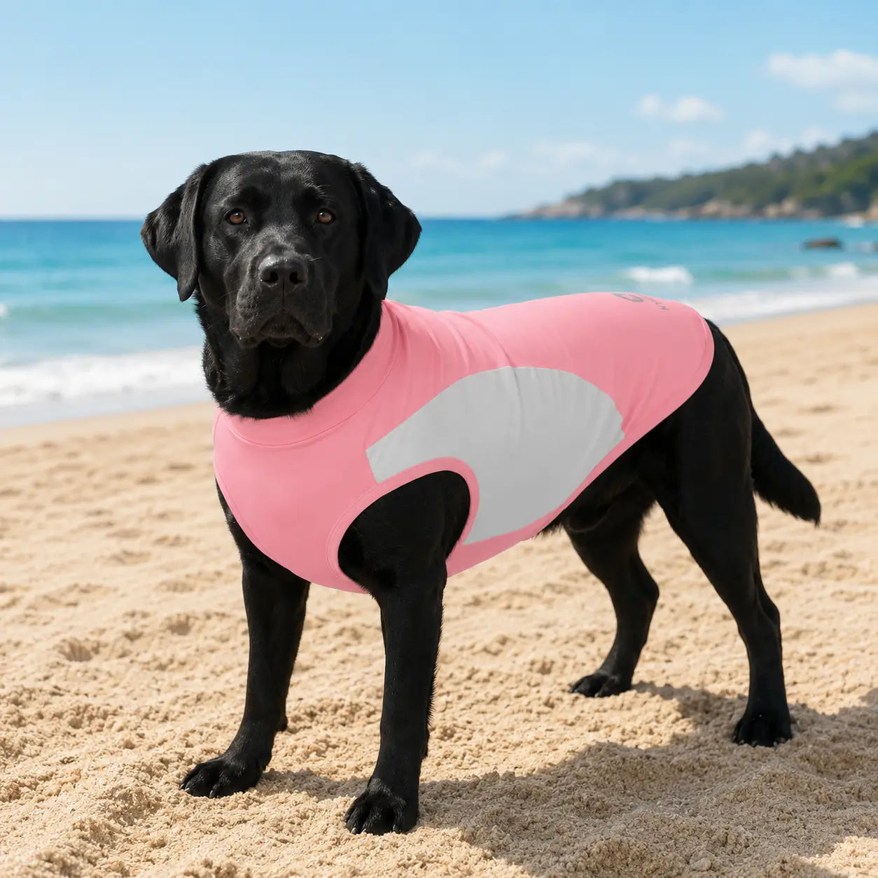 Hund mit hundekühlshirt 