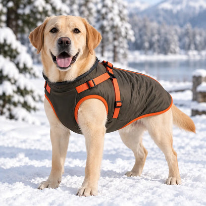 Hundemantel Winter 2-in-1 | Warme & Wasserdichte Jacke mit Geschirr
