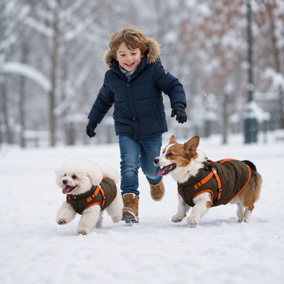 Hundemantel Winter 2-in-1 | Warme & Wasserdichte Jacke mit Geschirr