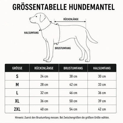 Hundemantel Winter Größentabelle