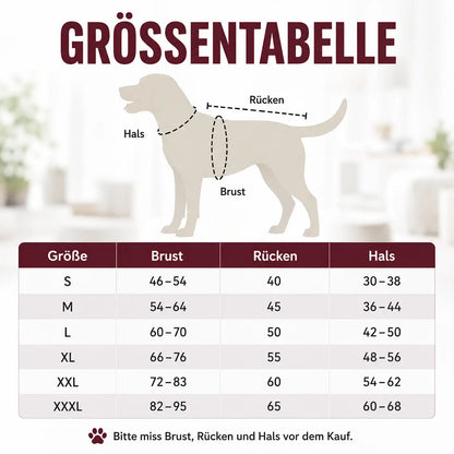Hundemantel Größentabelle