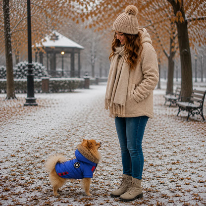 Hundemantel Winter | Wasserdicht mit Geschirr & Fleecefutter