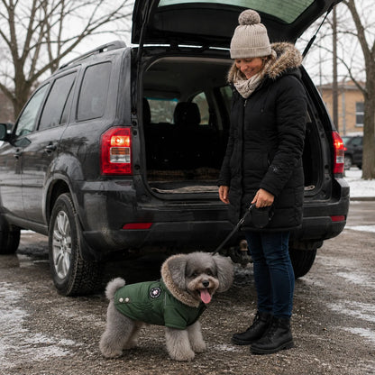 Hundemantel Winter | Wasserdicht mit Geschirr & Fleecefutter