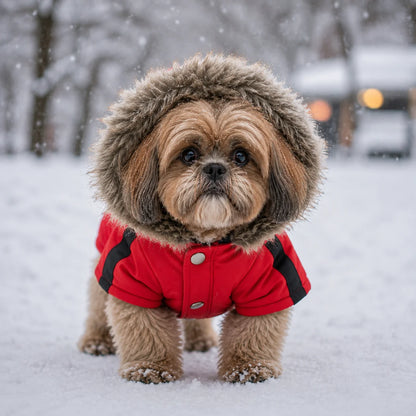 Hundemantel Winter | Wasserdicht mit Geschirr & Fleecefutter