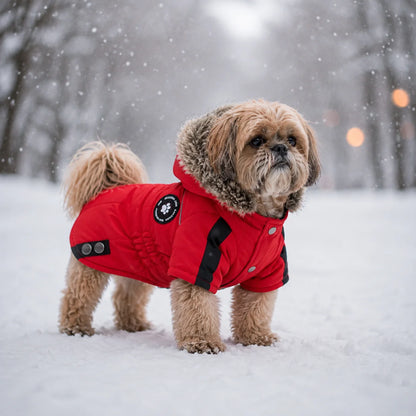 Hundemantel Winter | Wasserdicht mit Geschirr & Fleecefutter