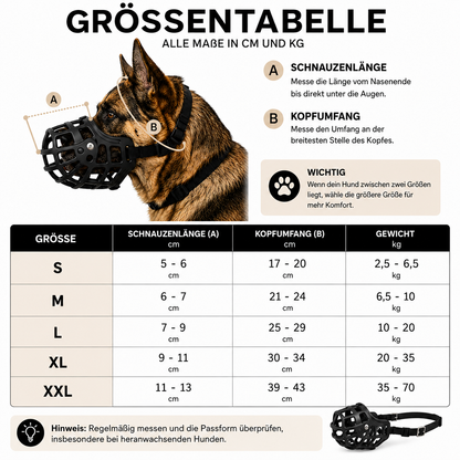 Hundemaulkorb_aus_Silikon Größentabelle 