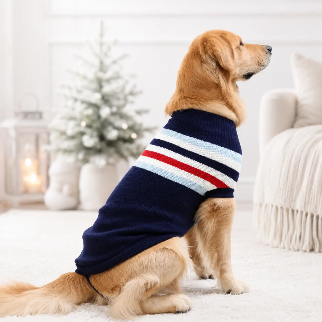 Hundemantel Blau Gestreift