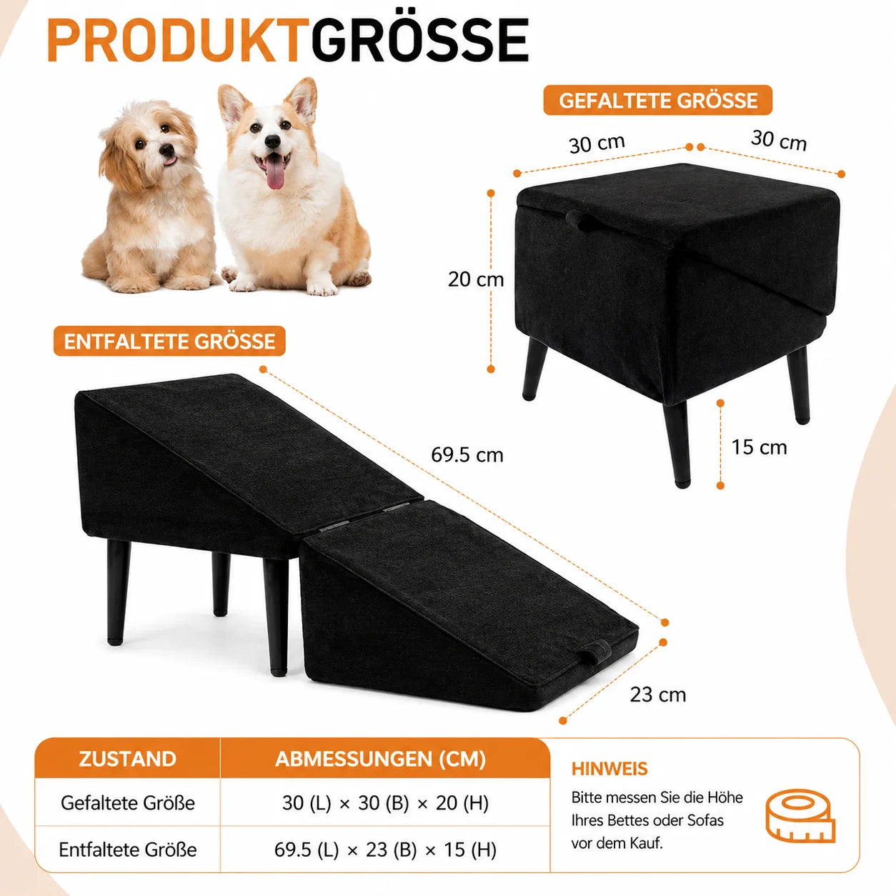 Hunderampe_f_rs_Sofa Größenübersicht 