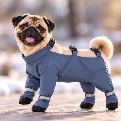 Hundeschuhe Winter | Pfotenschutz mit verstellbaren Hosenträgern