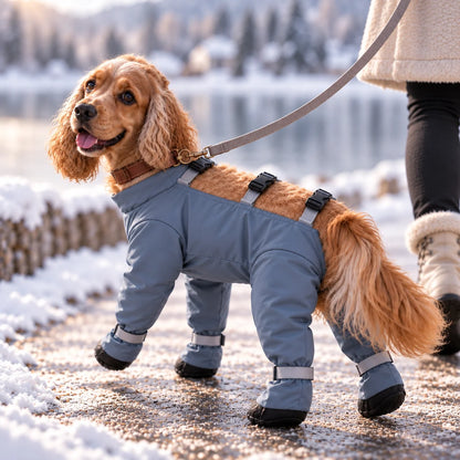 Hundeschuhe Winter | Pfotenschutz mit verstellbaren Hosenträgern