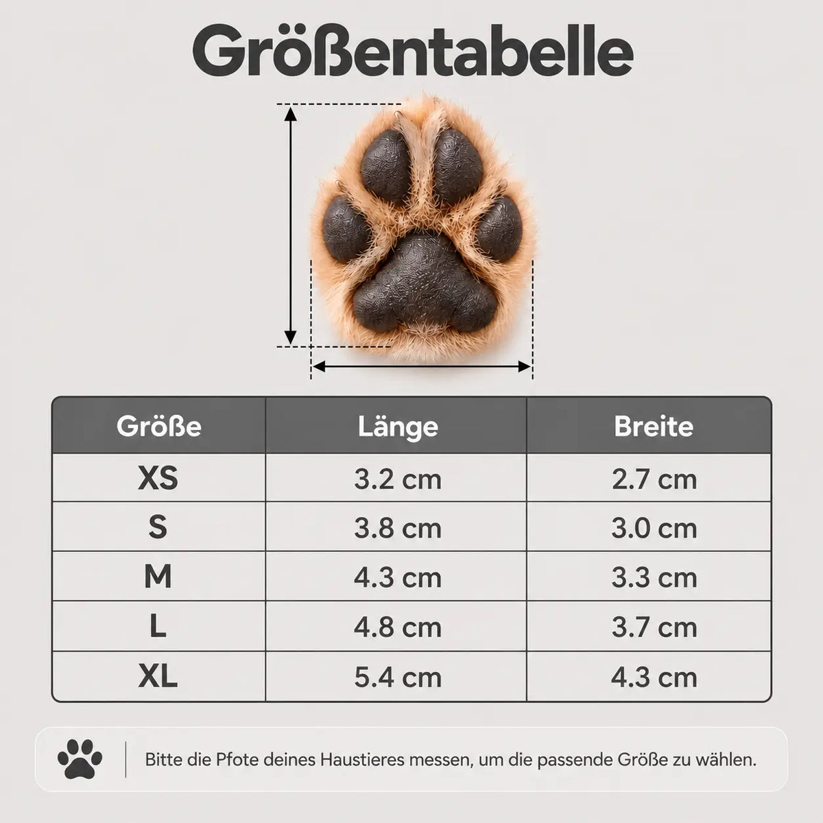 Hundeschuhe Größentabelle