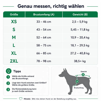 Hundeschwimmweste Größentabelle 