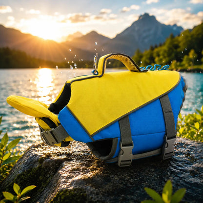 Hundeschwimmweste mit Rettungsgriff | Verstellbare Schwimmhilfe für kleine & große Hunde