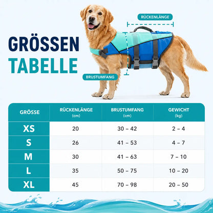 Hundeschwimmweste mit Rettungsgriff | Verstellbare Schwimmhilfe für kleine & große Hunde