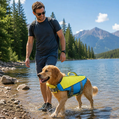 Hundeschwimmweste mit Rettungsgriff | Verstellbare Schwimmhilfe für kleine & große Hunde