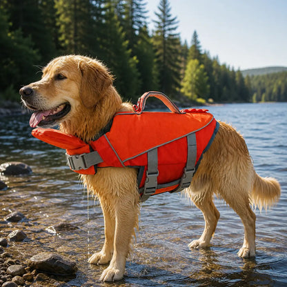 Hundeschwimmweste mit Rettungsgriff | Verstellbare Schwimmhilfe für kleine & große Hunde