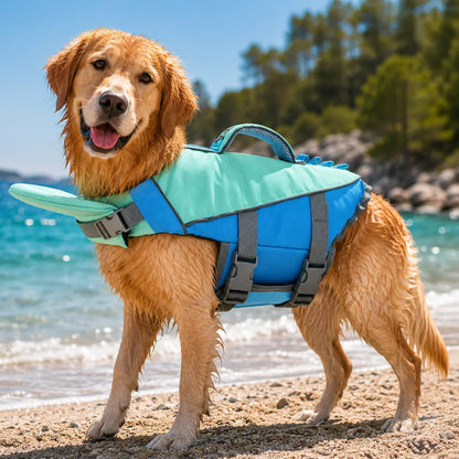Hundeschwimmweste mit Rettungsgriff | Verstellbare Schwimmhilfe für kleine & große Hunde