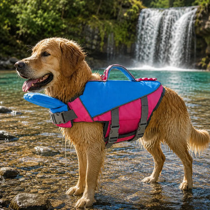 Hundeschwimmweste mit Rettungsgriff | Verstellbare Schwimmhilfe für kleine & große Hunde