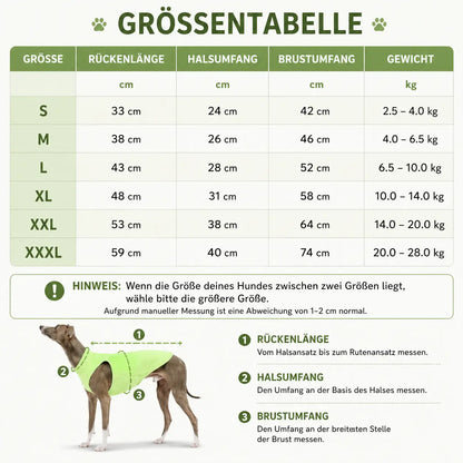 Hundeshirt Größentabelle 