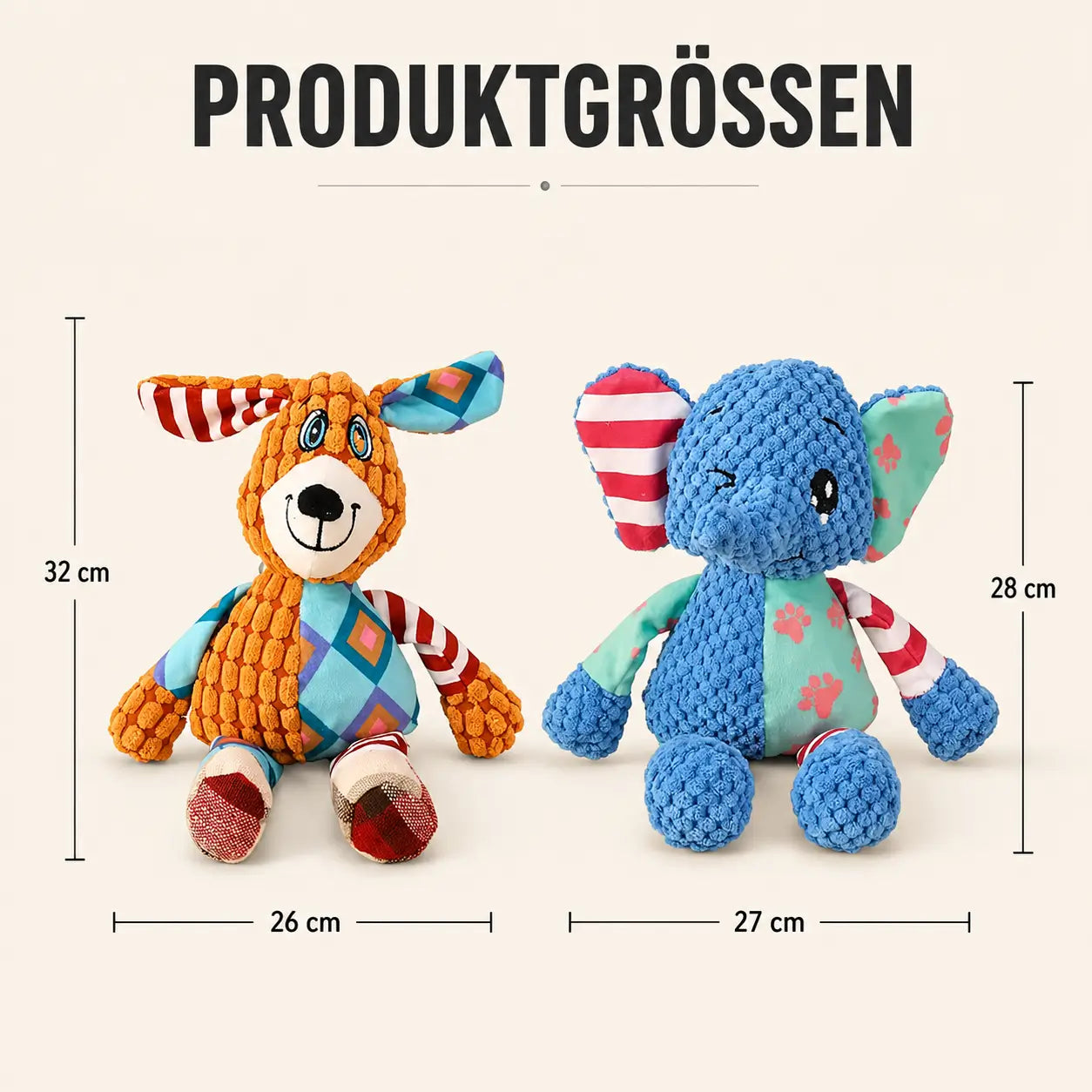 Hundespielzeug mit Quietschfunktion Produktgröße