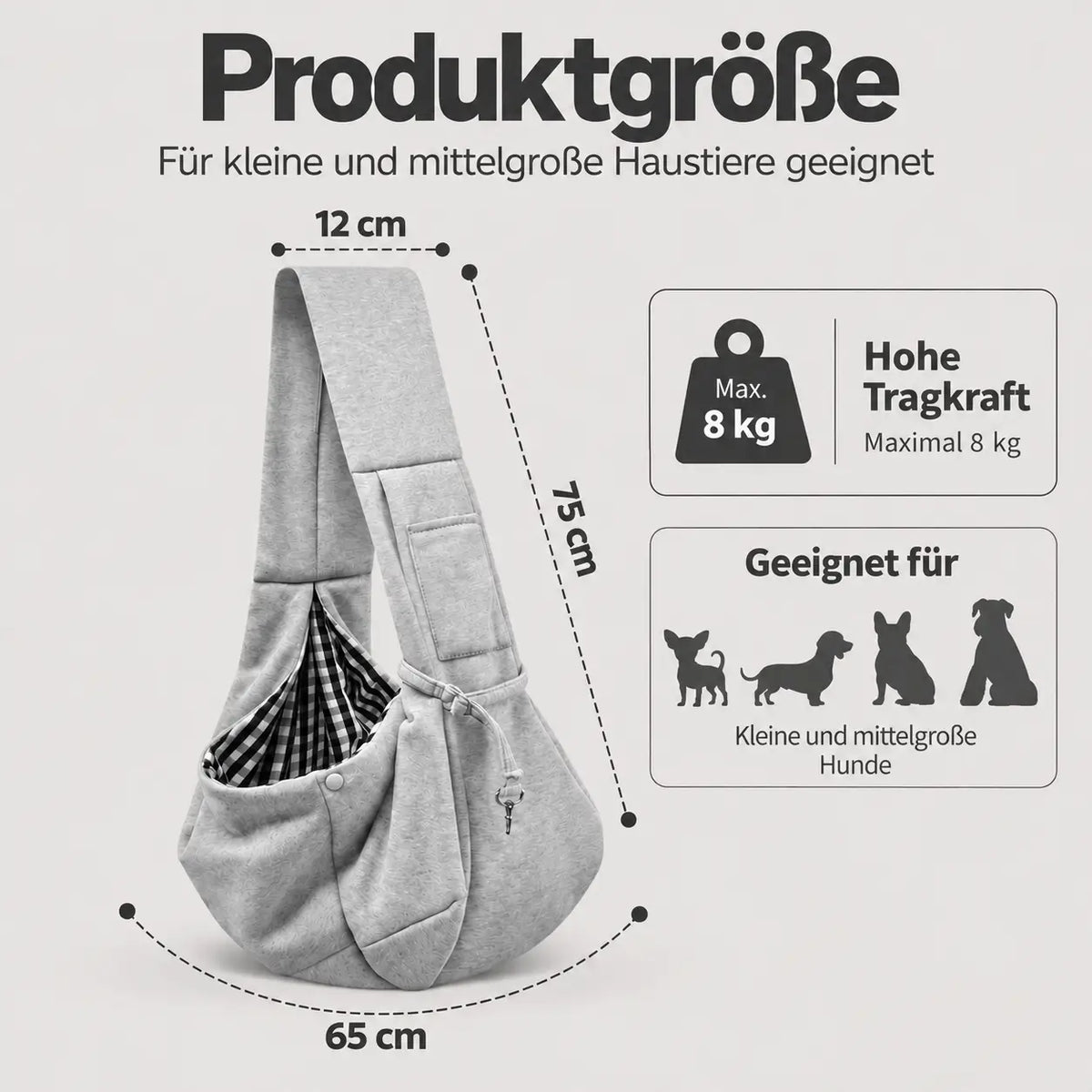 Hundetragetasche Produktgröße