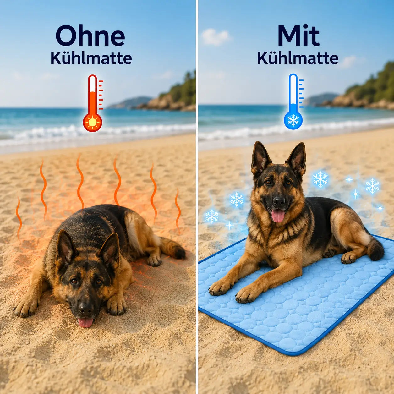 Kuhlmatte Vorher & Nachher