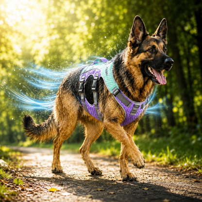 Kühlendes Hundegeschirr mit Reflektorstreifen für den Sommer