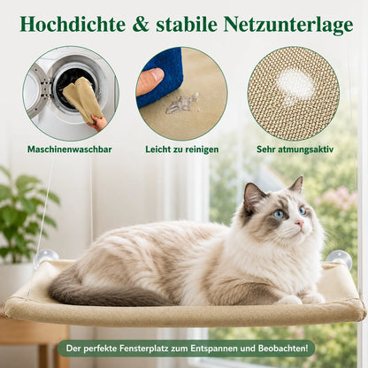 Katzenbett Fensterliege | Faltbare Hängematte mit Saugnäpfen