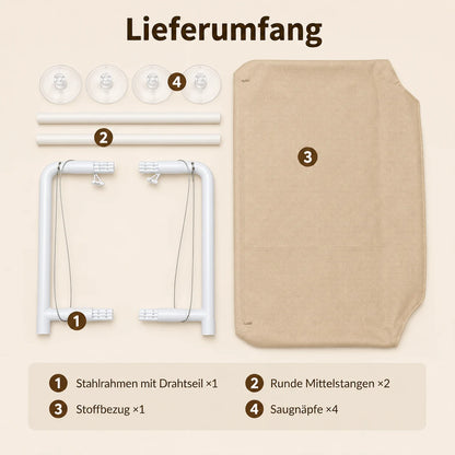 Katzenbett Fensterliege | Faltbare Hängematte mit Saugnäpfen