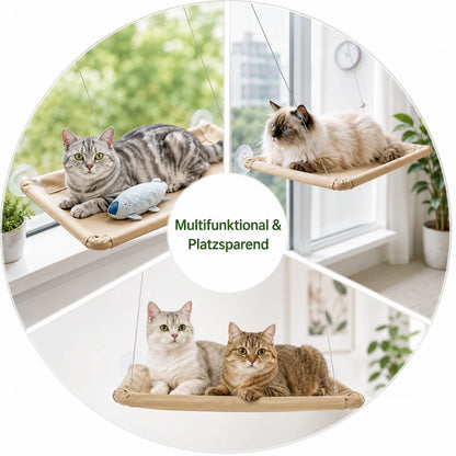 Katzenbett Fensterliege | Faltbare Hängematte mit Saugnäpfen