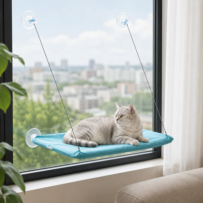 Katzenbett Fensterliege | Faltbare Hängematte mit Saugnäpfen