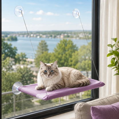 Katzenbett Fensterliege | Faltbare Hängematte mit Saugnäpfen