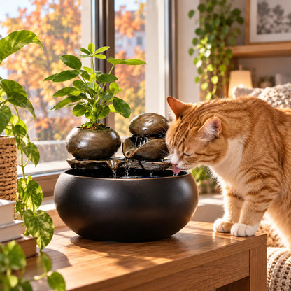 Katzenbrunnen Keramik | Leiser Trinkbrunnen für Katzen 1,5 L