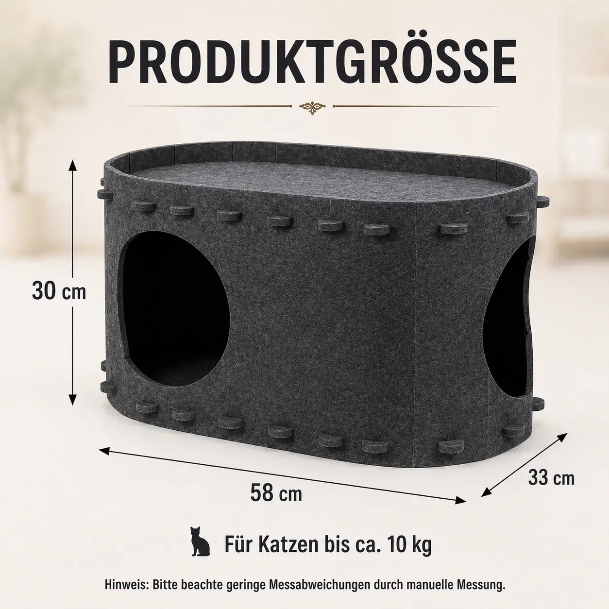 Katzenhöhle aus Filz Produktgröße
