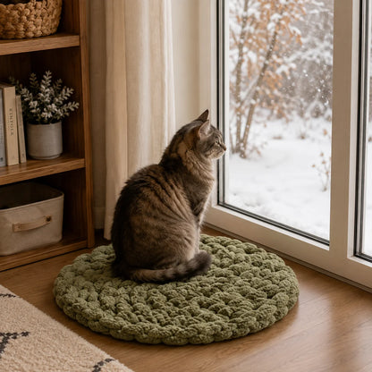 Katzenbett Rund | Weiches Flechtkissen zum Kneten & Schlafen